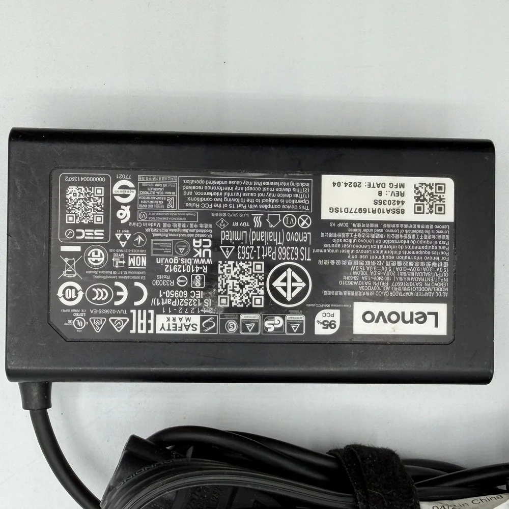 Genuine Lenovo 100W USB-C Laptop Charger AC Power Adapter ADL100YLC3A UNTESTED